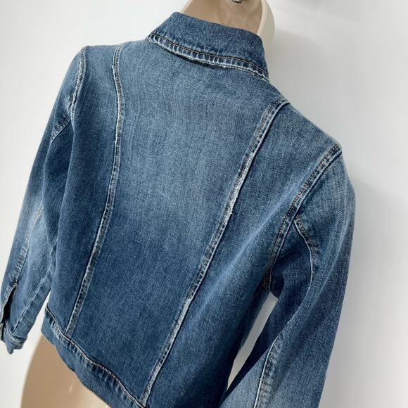 Black Orchid NEW Cropped Denim Jacket Sz XS Thunder Struck Blue Distressed - Picture 6 of 9